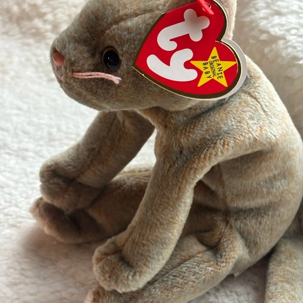 Ty Beanie Baby “Scat” Gray‎ with Pink Accents